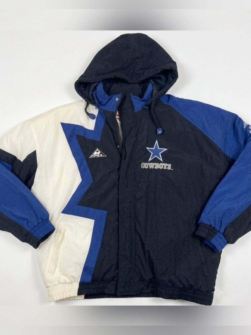VINTAGE 90s Dallas Cowboys Apex One Puffer Jacket XL NFL Authentic Pro Line